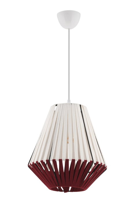 Opviq Lámpara de Araña de Cuerpo Metálico con Tapa de Macramé Blanco y Rojo Opviq Lámpara de Araña de Cuerpo Metálico con Tapa de Macramé Blanco y Rojo